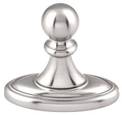 Alno Classic Series 3-1/2" (89mm) x 1-3/4" (44mm) Oval Base Dimesion Single Robe Hook 3-1/8" (79mm) Projection in Satin Nickel Finish