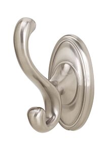 Alno Classic Series 3-1/2" (89mm) x 1-3/4" (44mm) Oval Base Dimesion Single Robe Hook 3-3/4" (96mm) Projection in Satin Nickel Finish