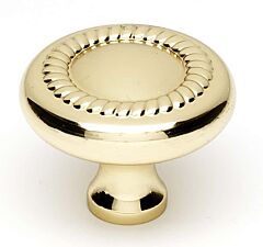 Alno Rope Design 1-1/2" (38mm) Diameter Round Mushroom Knob 1-1/8" (29mm) Projection in Unlacquered Brass Finish