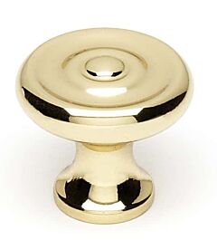 Alno Rope Collection 1" (25.4mm) Diameter Cabinet Mushroom Knob 9/16" (14mm) Base Diameter 7/8" (22mm) Projection, in Unlacquered Brass Finish