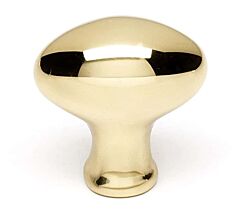 Alno Contemporary Series 1-1/4" (32mm) x 3/4" (19mm) Overall Dimension Oval Cabinet Knob 1/2" (13mm) Base Diameter 1-1/4" (32mm) Projection in Unlacquered Brass Finish