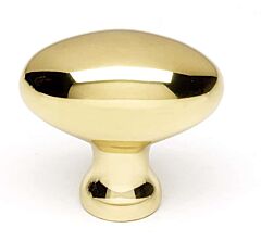 Alno Contemporary Series 1-3/8" (35mm) x 7/8" (22mm) Overall Dimension Oval Cabinet Knob 9/16" (14mm) Base Diameter 1-1/4" (32mm) Projection in Unlacquered Brass Finish
