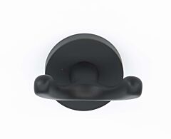 Alno Contemporary Series 2" (51mm) Base Diameter Bath Robe Double Hook 2-1/2" (64mm) Projection in Matte Black Finish