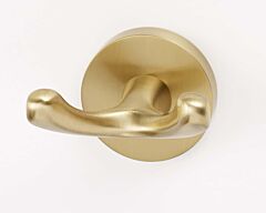 Alno Contemporary Series 2" (51mm) Base Diameter Bath Robe Double Hook 2-1/2" (64mm) Projection in Satin Bass Finish