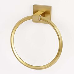 Alno Contemporary Series 6" (152mm) Diameter Towel Ring 2-3/8" (60mm) Projection Wall Mounted 2" (51mm) x 2" (51mm) Brass Base Dimension in Satin Bass Finish