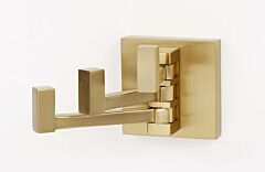 Alno Contemporary Series 3-3/8" (86mm) Projection Triple Swivel Robe Hook with 2" (51mm) x 2" (51mm) Square Base Dimension in Satin Brass Finish