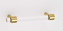 Alno Acrylic Collection 3-1/2" (89mm) Center to Center Cabinet Pull 4-3/4" (121mm) Length in Unlacquered Brass Finish