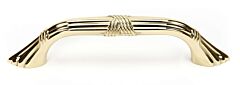 Alno Ribbon & Reed 3 1/2 Inch Center to Center, 4 3/4 Inch Overall Length Polished Brass Cabinet Hardware Pull / Handle