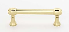 Alno Royale 3 Inch Center to Center, 3 3/4 Inch Overall Length Unlacquered Brass Cabinet Hardware Pull / Handle