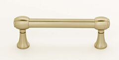 Alno Royale 3 Inch Center to Center, 3 3/4 Inch Overall Length Satin Brass Cabinet Hardware Pull / Handle