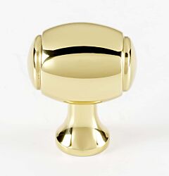 Alno Royale 1" (25.4mm) Overall Length Barrel Cabinet Drawer Knob, Unlacquered Brass