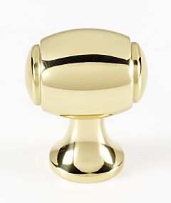 Alno Royale 1-1/8" (29mm) Overall Length Barrel Cabinet Drawer Knob, Unlacquered Brass