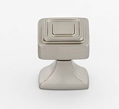 Alno Cube 1" (25.4mm) Overall Length Square Cabinet Drawer Knob, Satin Nickel
