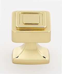 Alno Cube 1-1/4" (32mm) Overall Length Square Cabinet Drawer Knob, Unlacquered Brass