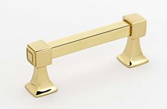 Alno Cube 3" (76mm) Center to Center, 3-5/8" (92mm) Overall Length, Unlacquered Brass Cabinet Hardware Pull / Handle