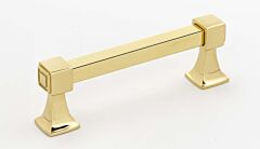 Alno Cube 3-1/2" (89mm) Center to Center, 4-1/8" (104.5mm) Overall Length, Polished Brass Cabinet Hardware Pull / Handle