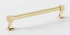 Alno Cube 6" (152mm) Center to Center, 6-5/8" (168.5mm) Overall Length, Unlacquered Brass Cabinet Hardware Pull / Handle