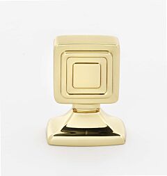 Alno Cube 7/8" (22mm) Overall Length Rectangle Cabinet Drawer Knob, Unlacquered Brass