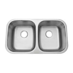 ADA Compliant 32-1/4" x 18-1/2" x 5-1/2" Stainless Steel Under-mount Kitchen Sink, 18 Gauge 50/50 Double Bowl 