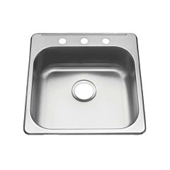 ADA Compliant 20" x 20-1/2" x 6" 3 Hole Drop-In Stainless Steel Kitchen Sink, 18 Gauge Small Single Bowl
