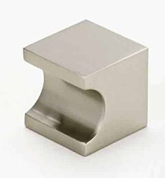Alno Contemporary Series 3/4" (19mm) Length Cube Block Finger Pull 3/4" (19mm) Projection in Unlacquered Brass Finish