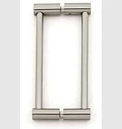 Alno Contemporary I 6" (152mm) Center to Center, 6-5/8" (168.5mm) Overall Length Back to Back Glass Door Pull, Unlacquered Brass