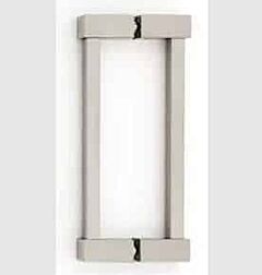 Alno Contemporary II 6" (152mm) Center to Center, 6-5/8" (168.5mm) Overall Length Back to Back Glass Door Pull, Unlacquered Brass