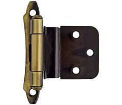 3/8in (10 mm) Inset Self-Closing, Face Mount 2-1/8 in (54 mm) Width Antique Brass Hinge - 2 Pack