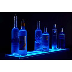 Rok Hardware Double Standard 60" (1525mm) Wide LED Liquor Shelf with Wall Mount Brackets