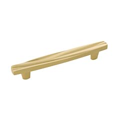 Caspian Satin Brass 5-1/32 Inch (128mm) Center to Center, Overall Length 6-7/8 Inch, Belwith Keeler Cabinet Hardware Pull/Handle