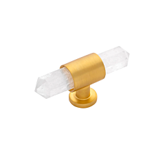 Bijou Aura Cabinet Hardware T-knob in Brushed Golden Brass, 2-3/4" (70mm) Overall Length