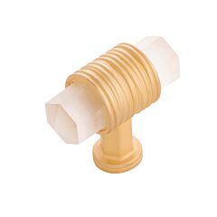 Chrysalis in Brushed Golden Brass with Frosted Glass 1-7/8 Inch (48mm) Overall Length Cabinet Hardware Knob
