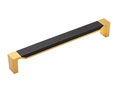 Fuse in Brushed Golden Brass with Black Wood 12 Inch (305mm) Center to Center, Overall Length 12-9/16 Inch Appliance Pull/Handle
