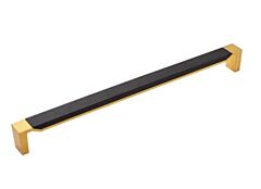 Fuse in Brushed Golden Brass with Black Wood 18 Inch (456mm) Center to Center, Overall Length 12-9/16 Inch Appliance Pull/Handle