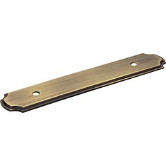 Jeffrey Alexander Backplates Collection 3-3/4" (96mm) Center to Center, 6" (152mm) Overall Length Brushed Antique Brass with Beveled Trim Finish Cabinet Pull/Handle Backplate