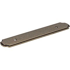 Jeffrey Alexander Backplates Collection 3-3/4" (96mm) Center to Center, 6" (152mm) Overall Length Distressed Antique Brass with Beveled Trim Finish Cabinet Pull/Handle Backplate