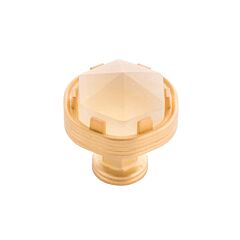 Chrysalis Cabinet Hardware Knob in Brushed Golden Brass with Frosted Glasss, 1-3/16 (30.5mm) Inch Overall Diameter