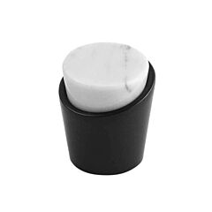 Firenze Cabinet Hardware Knob in White Marble with Matte Black, 1-1/4 (32mm) Inch Overall Diameter