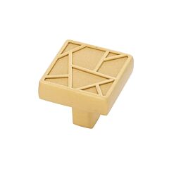 Cullet Square Cabinet Hardware Knob in Brushed Golden Brass, 1-3/8" (35mm) Inch Overall Diameter