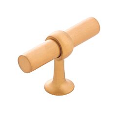 Ostia Cabinet Hardware T-Knob in Brushed Golden Brass, 2-1/2 (64mm) Inch Overall Length