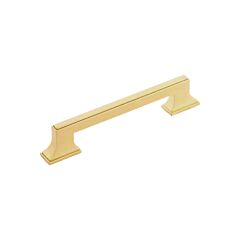 Brownstone in Brushed Golden Brass 5-1/16 Inch (128mm) Center to Center, Overall Length 6-5/8 Inch Cabinet Hardware Pull/Handle