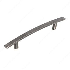 Transitional 5-1/16" (128mm) Center to Center, Length 7-25/32" (198mm) Black Stainless Steel, Sligthly Curved Cabinet Pull/Handle