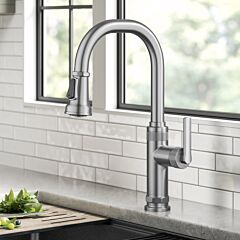 Kraus Allyn Industrial Pull-Down Single Handle Kitchen Faucet in Spot Free Stainless Steel