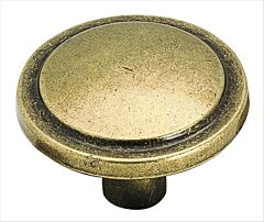 Allison Value 1-1/4 in (32 mm) Diameter 13/16 in  (21 mm) Projection Burnished Brass Cabinet Knob