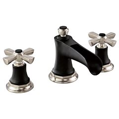 ROOK Widespread Lavatory Faucet with Channel Spout - Less Handles 1.5 GPM, Luxe Nickel/Matte Black