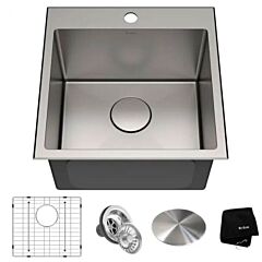 Kraus Standart PRO Bowl Kitchen Sink 18" Drop-In 16 Gauge Stainless Steel Single 