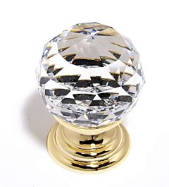 Alno Crystal 1-1/4" (32mm) Clear Faceted Sphere Cabinet Drawer Knob, Gold Base