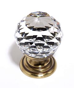 Alno Crystal 1-1/4" (32mm) Clear Faceted Sphere Cabinet Drawer Knob, Polished Antique Base