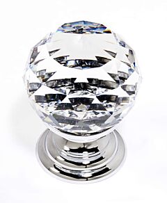 Alno Crystal 1-1/4" (32mm) Clear Faceted Sphere Cabinet Drawer Knob, Polished Chrome Base