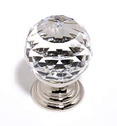 Alno Crystal 1-1/4" (32mm) Clear Faceted Sphere Cabinet Drawer Knob, Polished Nickel Base